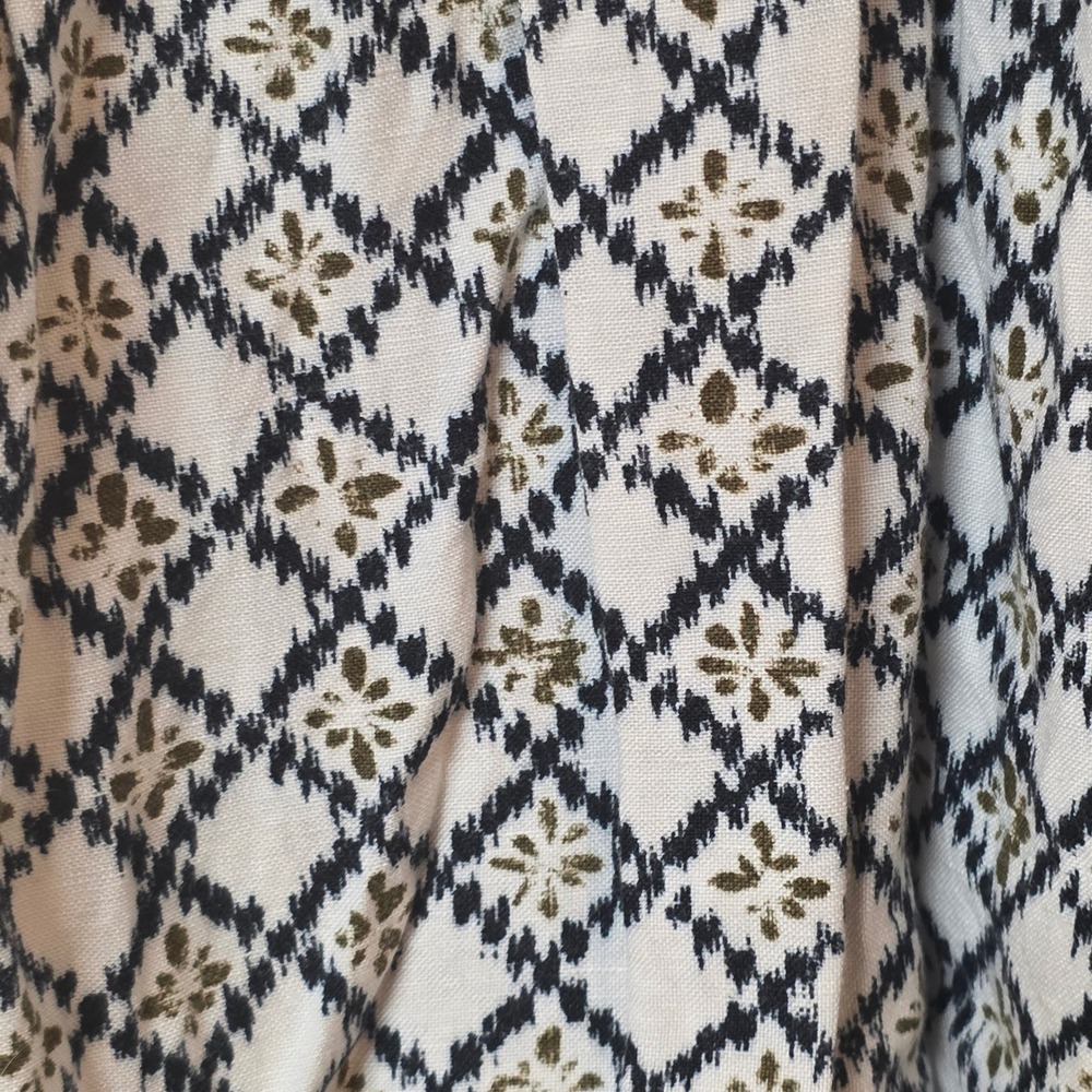 LOFT Boho Ikat Diamond Print Mini Skirt Cream Black Olive Green Side Zip Pockets - Picture 3 of 11